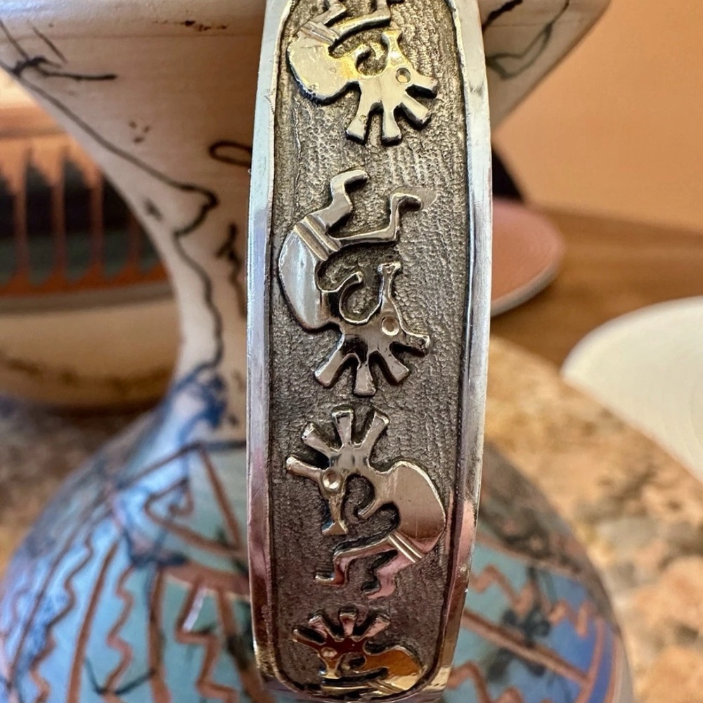 Native American Sterling Silver Cuff Bracelet Kokopelli 1/20 12KG F/ Sterling